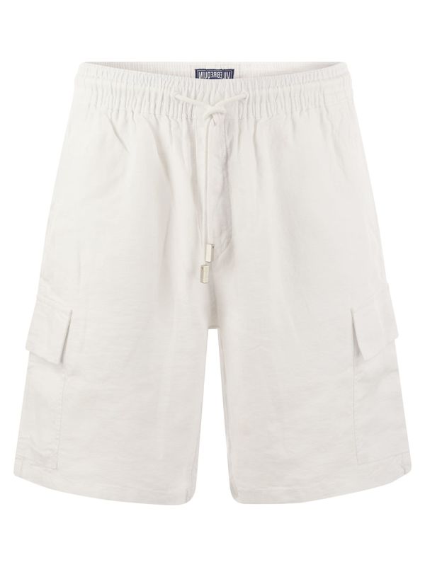 BERMUDA BAIE EN LIN UNI WHITE