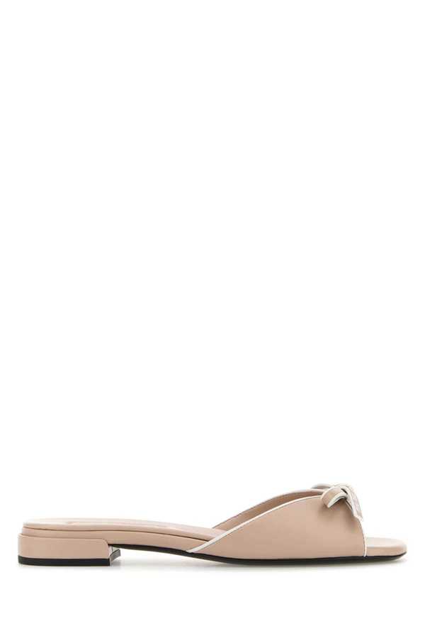 MIU MIU Light Pink Nappa Leather Slippers - Ninfeabianco