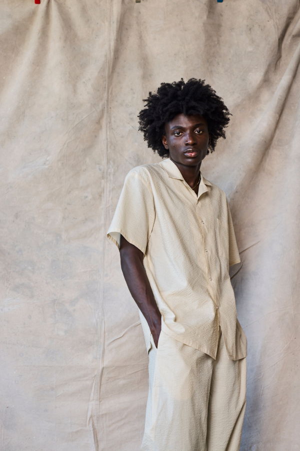 Devlyn Van Loon Slim Camp Collar Shirt - Oat