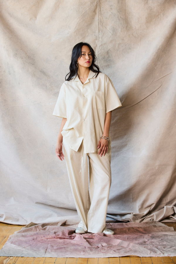 Devlyn Van Loon Slim Camp Collar Shirt - Oat