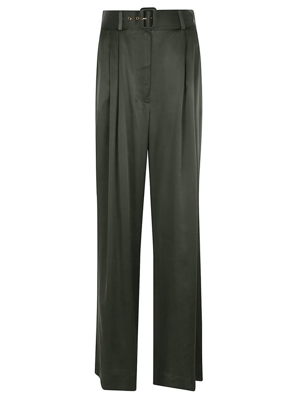 Zimmermann Wide-Leg Silk Trousers With High Waist Trousers Green