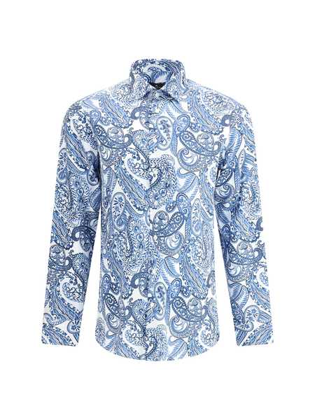 Etro Viscose And Silk Shirt With Iconic Motif - Clear Blue