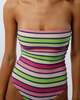 Caro Luna Brenda Jacquard One Piece - Green Stripe - Thumbnail 3