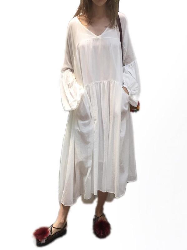 sachin and babi light blue dress TARUXY White Chiffon Mini Dress For Women Casual Loose Oversized Pleated  Mini Dress See-through Summer Beach Elegant Shirt Dress main image 0