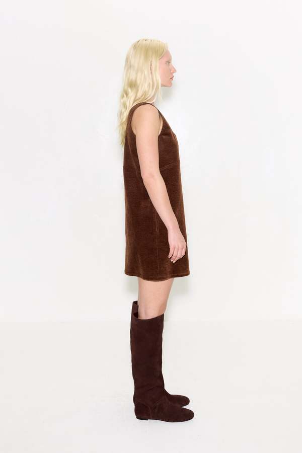 knee length dresses for ladies Sahara Corduroy Mini Dress In Choco Brown – Simon Miller