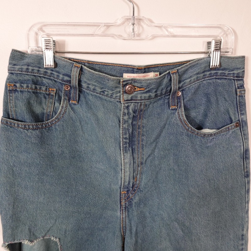 Levi's 513 High Waisted Straight Custom Heart Cutout Jeans