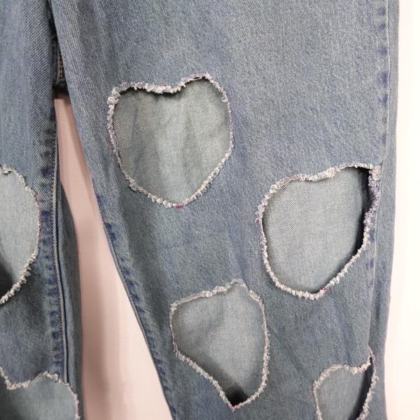 Levi's 513 High Waisted Straight Custom Heart Cutout Jeans