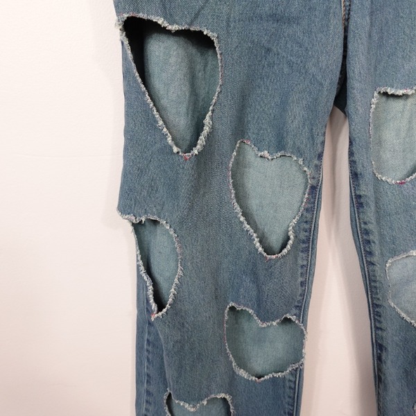 Levi's 513 High Waisted Straight Custom Heart Cutout Jeans
