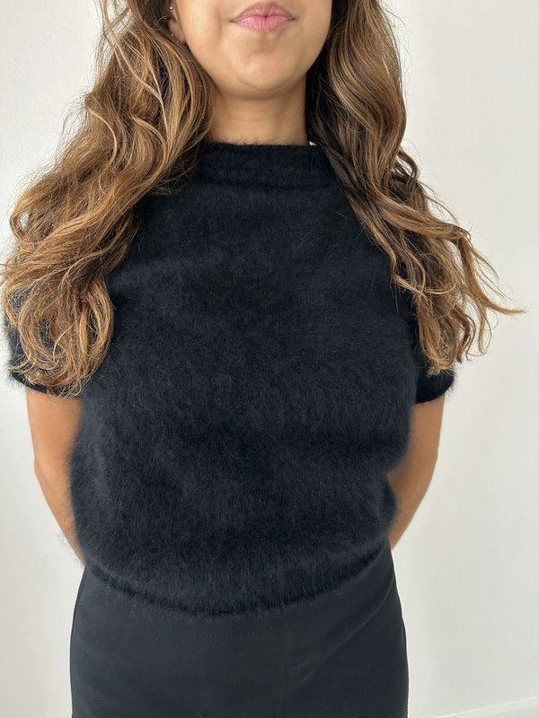 Vintage Angora Mock Neck Top - Black | Garmentory