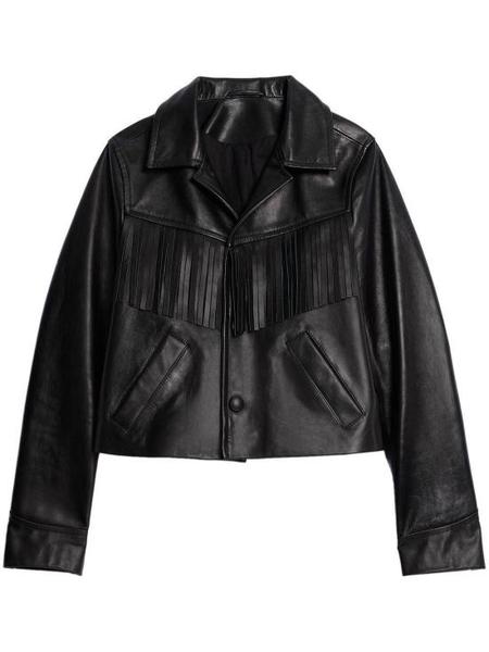 Faith Connexion 70's Vintage Leather Biker Jacket - Black
