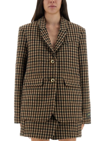 GANNI Tweed Structured Blazer - Black | Garmentory