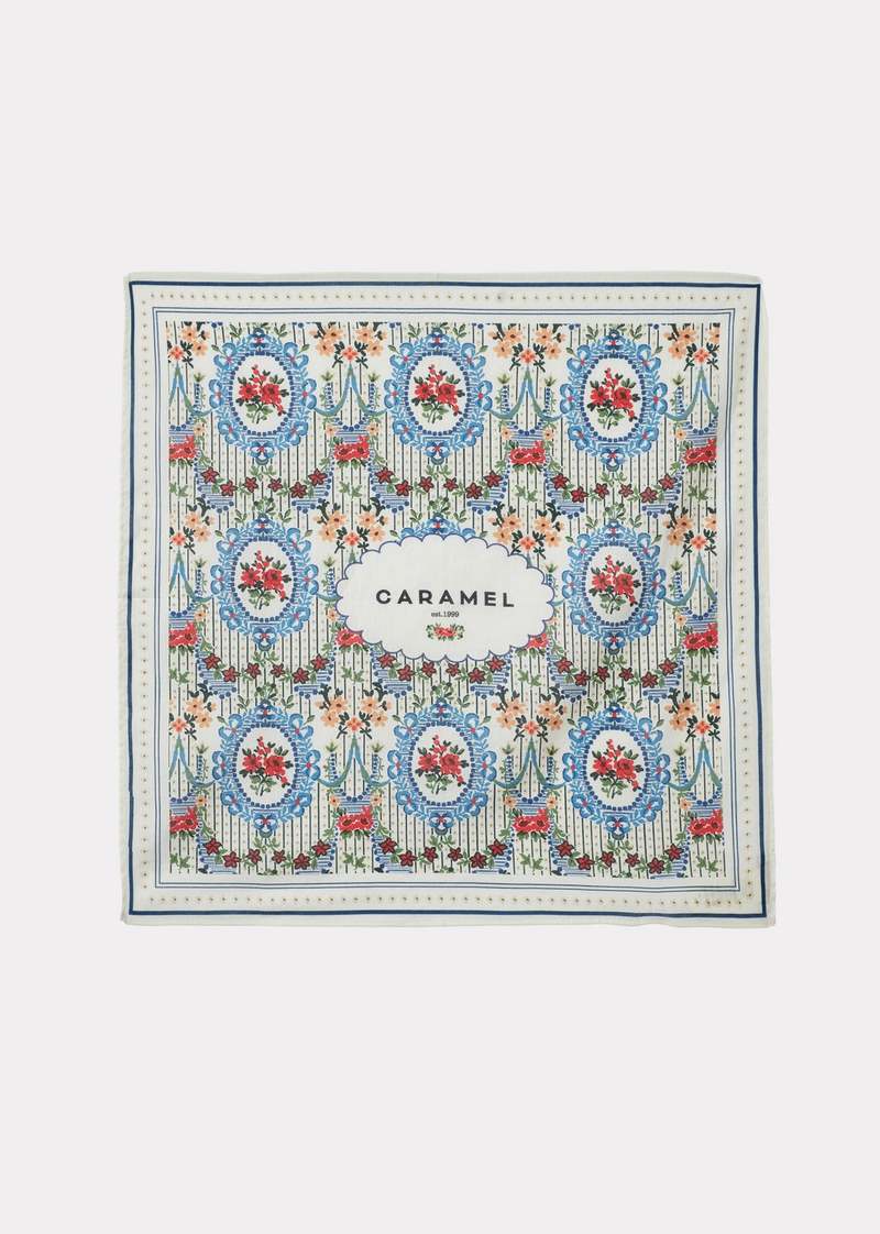 バンダナ CARAMEL ELLIE COTTON SCARF FLORAL LACE Caramel Ellie Cotton Scarf - Floral Lace Ecru Print | Garmentory