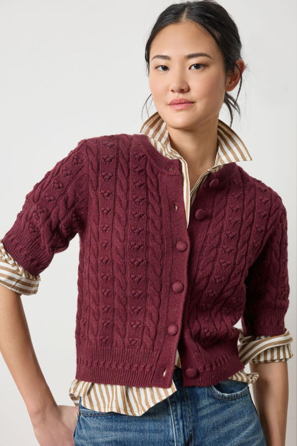 Lilla P. Short Sleeve Cardigan Sweater