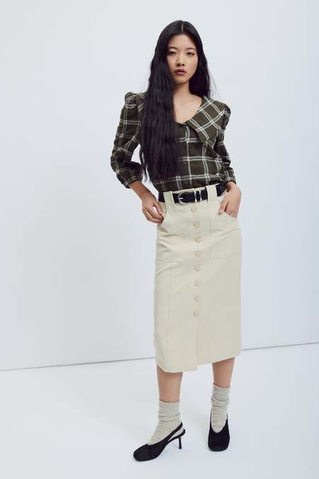 Ganni Bonded Crepe Skirt With Butterfly Hardware - Black