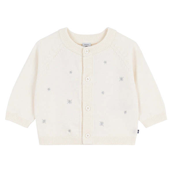 KIDS Petit Bateau Baby Cardigan - Marshmallow White KIDS Petit Bateau Baby Cardigan - Marshmallow White