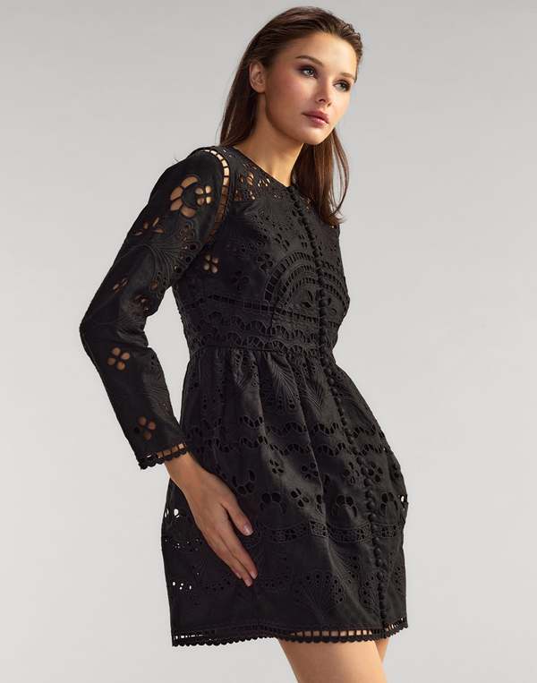 Cynthia Rowley Eva Embroidered Mini Dress - Black