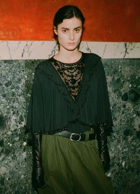 Rick Owens Flag Crop Habotai Top - 09 BLACK | Garmentory