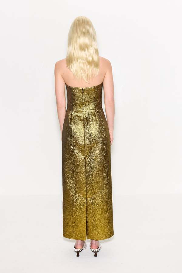 Simon Miller Verdelle Metallic Midi Dress - Star Gold | Garmentory Simon Miller Verdelle Metallic Midi Dress - Star Gold | Garmentory