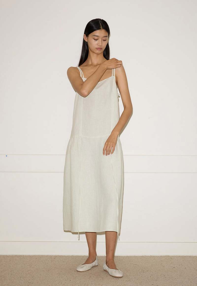 Deiji Studios Linen Strap Dress Pastel Pistachio Dress