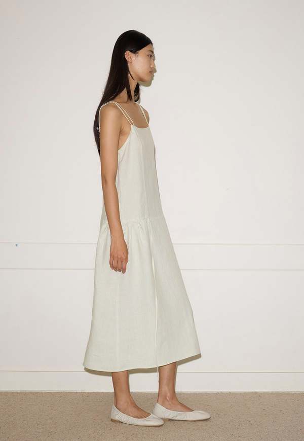 Deiji Studios Linen Strap Dress Pastel Pistachio Dress
