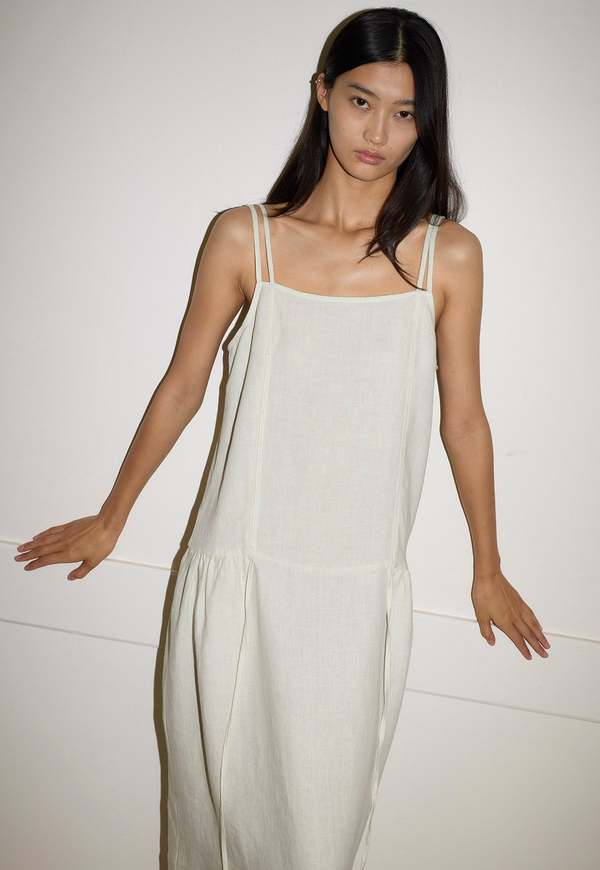 Deiji Studios Linen Strap Dress Pastel Pistachio Dress