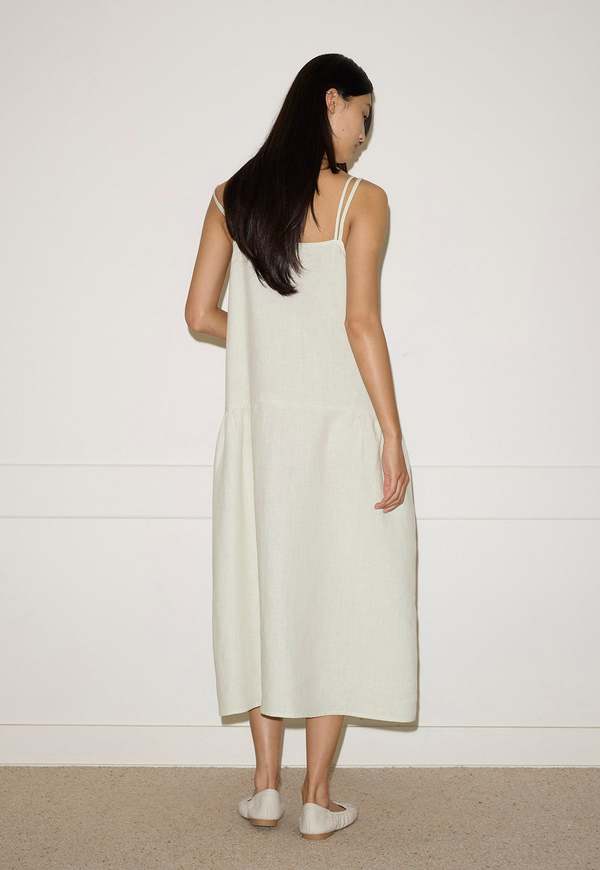 Deiji Studios Linen Strap Dress Pastel Pistachio Dress