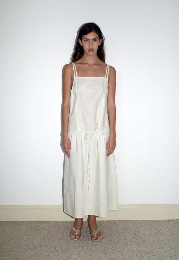 Deiji Studios Linen Strap Dress Pastel Pistachio Dress