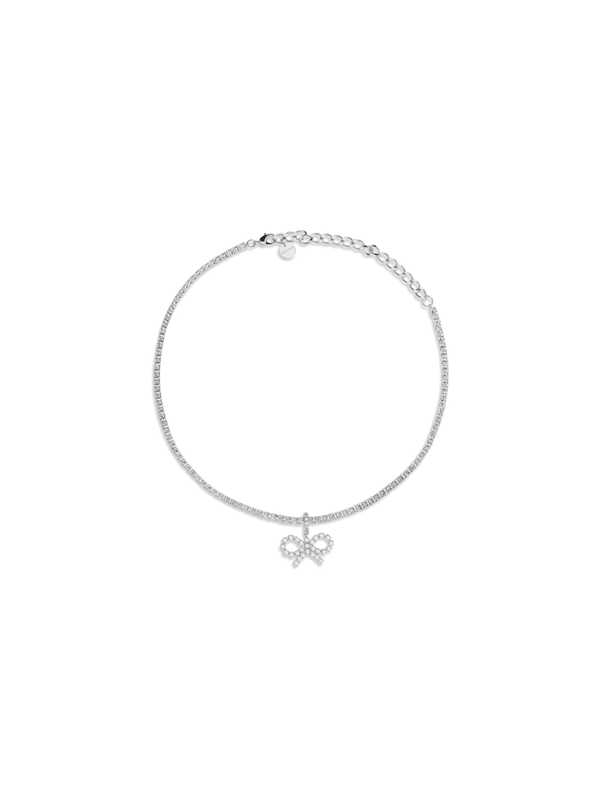 Self-Portrait Tennis Necklace With Bow Pendant Necklace Self-Portrait Tennis Necklace With Bow Pendant Necklace