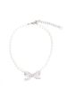 Self-Portrait Pearl Bow Necklace - Thumbnail 1