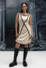 FANG NYC Grommet Cross Knit Dress - Beige/Black - Thumbnail 5