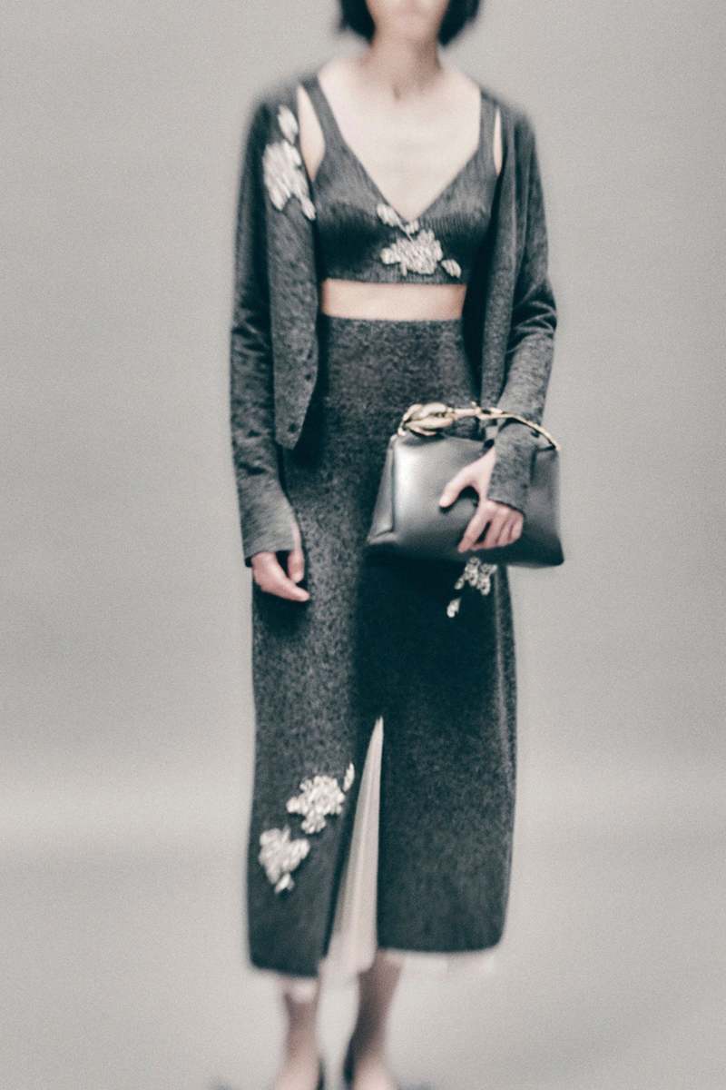 Erdem Cropped Cardigan - Dark Grey Melange