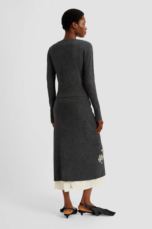 Erdem Cropped Cardigan - Dark Grey Melange