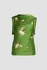 Erdem Short Sleeve Top - Painted Rose Bouquet Olive - Thumbnail 7