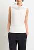 Brandon Maxwell Bowie Sleeveless Top with Structural Draped Collar - White - Thumbnail 1