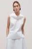 Brandon Maxwell Bowie Sleeveless Top with Structural Draped Collar - White - Thumbnail 2