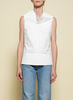 Brandon Maxwell Bowie Sleeveless Top with Structural Draped Collar - White - Thumbnail 6