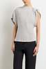 Brandon Maxwell Faye Asymmetric T-Shirt with Shoulder Hardware T-Shirt - Black/Silver - Thumbnail 1