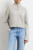 Brandon Maxwell Rowe Cropped Henley w/ Macaroon Buttons Henley - Thumbnail 6