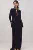 Brandon Maxwell Sylvie Long Sleeve Plunge Neckline Maxi Dress - Black - Thumbnail 2