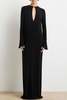 Brandon Maxwell Sylvie Long Sleeve Plunge Neckline Maxi Dress - Black - Thumbnail 5