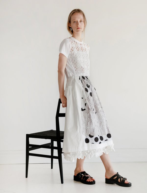 Comme des Garcons Lace Inkjet Print Overlay Skirt - White | Garmentory