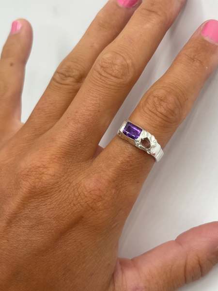 アクセサリー AMBUSH CLASS RING SILVER RED AMBUSH FW23 Class crystal-embellished Ring | Silver