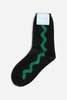 Hansel from Basel Zig Zag Sheer Crew Sock - Black - Thumbnail 1