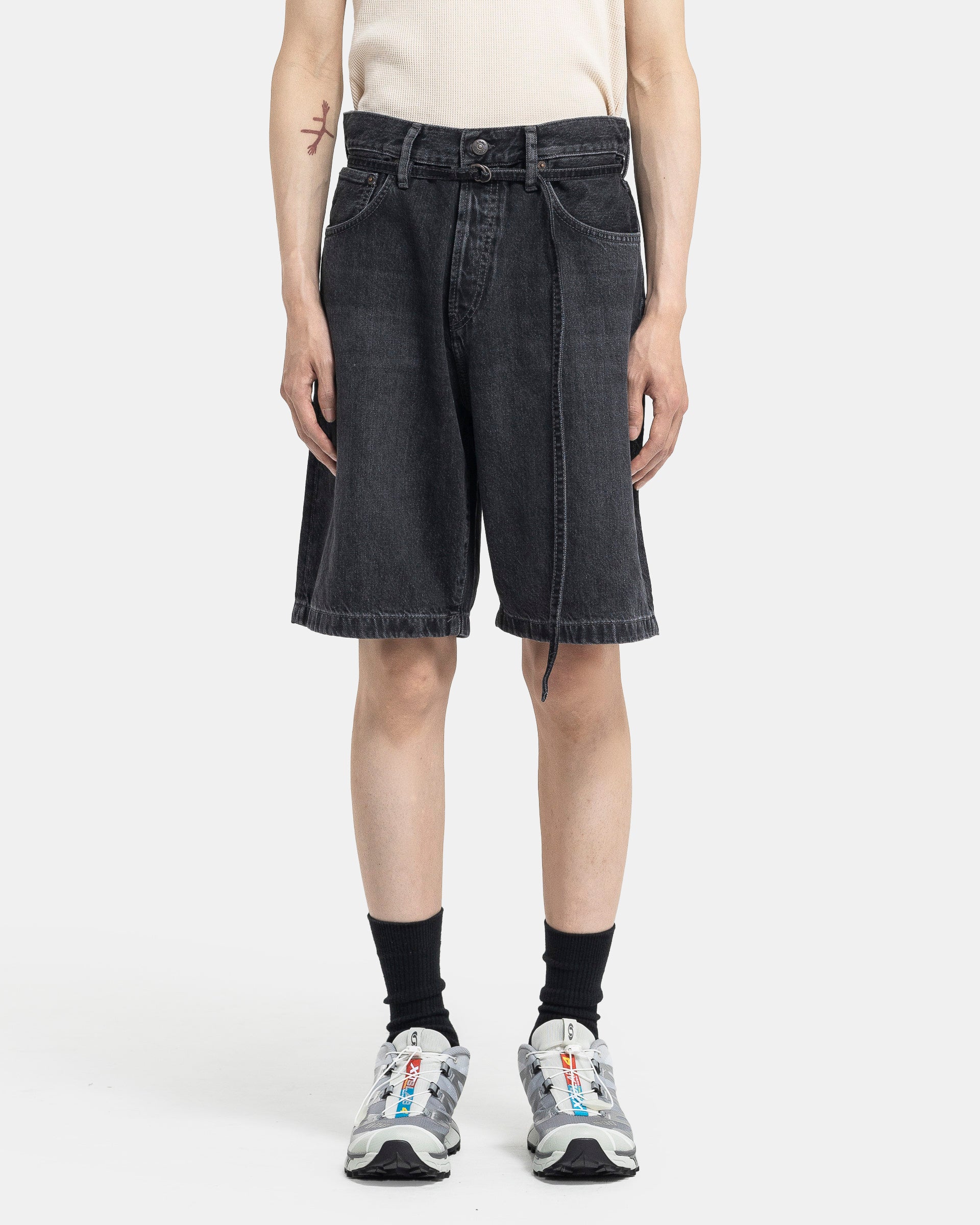 Acne Studios Loose Fit Denim Shorts - Black | Garmentory