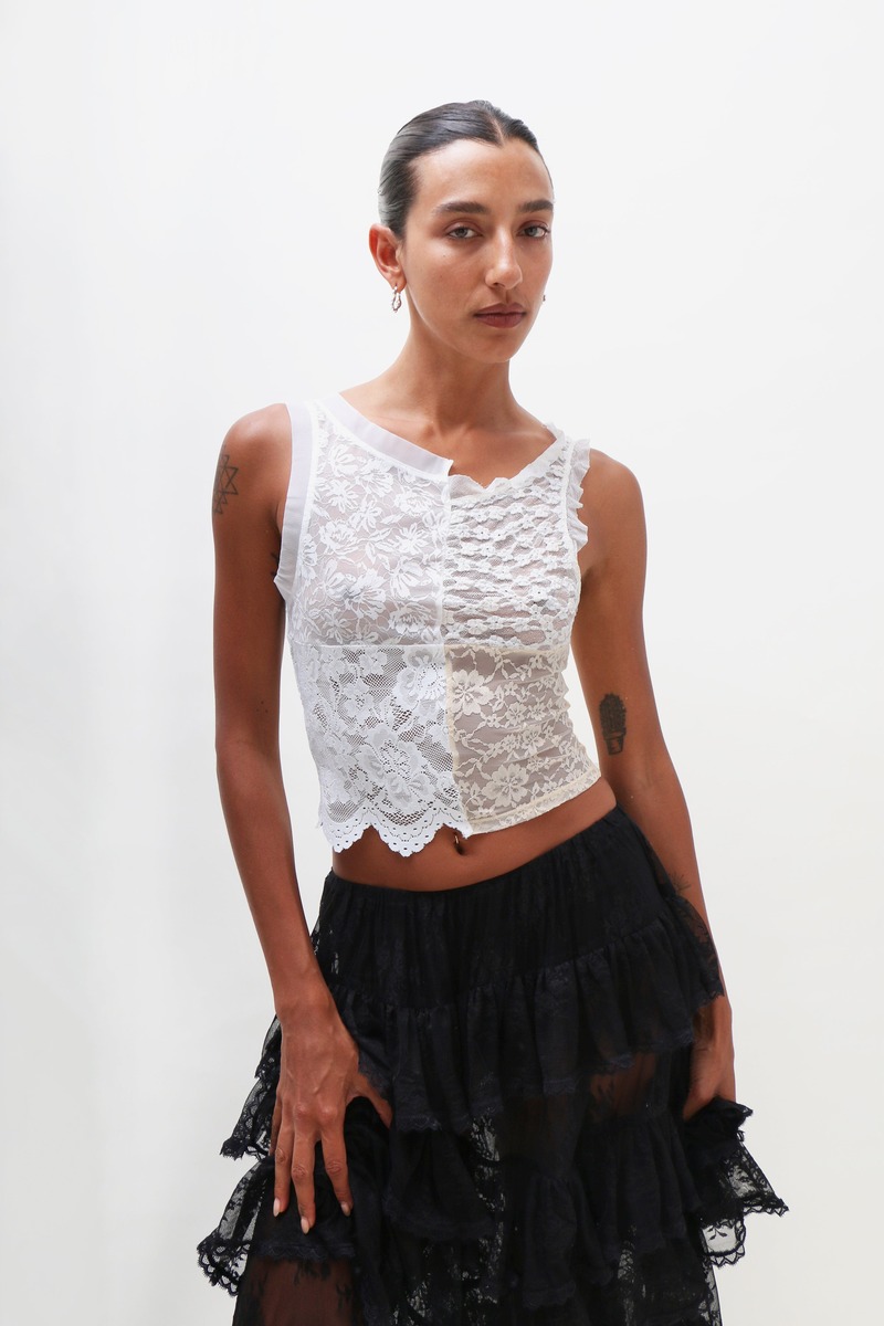 Yuhan Wang Patchwork Lace Tank | Garmentory