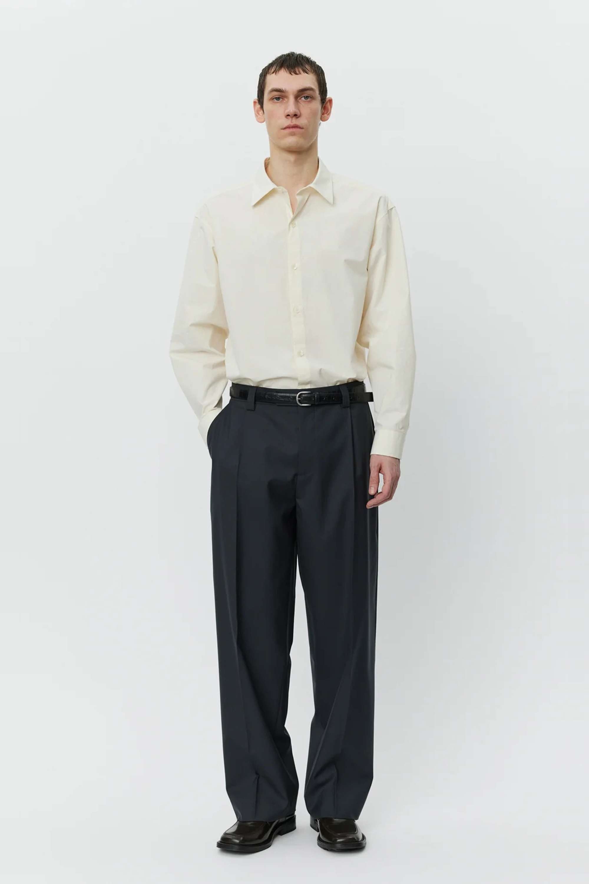 mfpen Service Trousers Solid Grey Wool Trousers | Garmentory