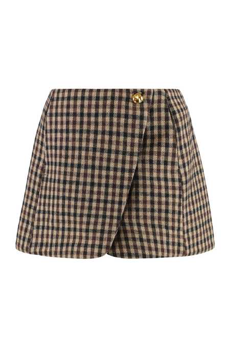 スカート GANNI Stretch Striped Flounce Mini Skirt Ganni Stretch Stripe Flounce Mini Skirt - Gray Pinstripe
