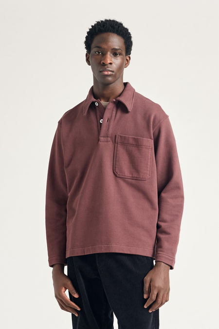 トップス AURALEE HARD TWIST AMUNZEN DOUBLE POLO Auralee Hard Twist Amunzen Double Cloth Polo - Beige