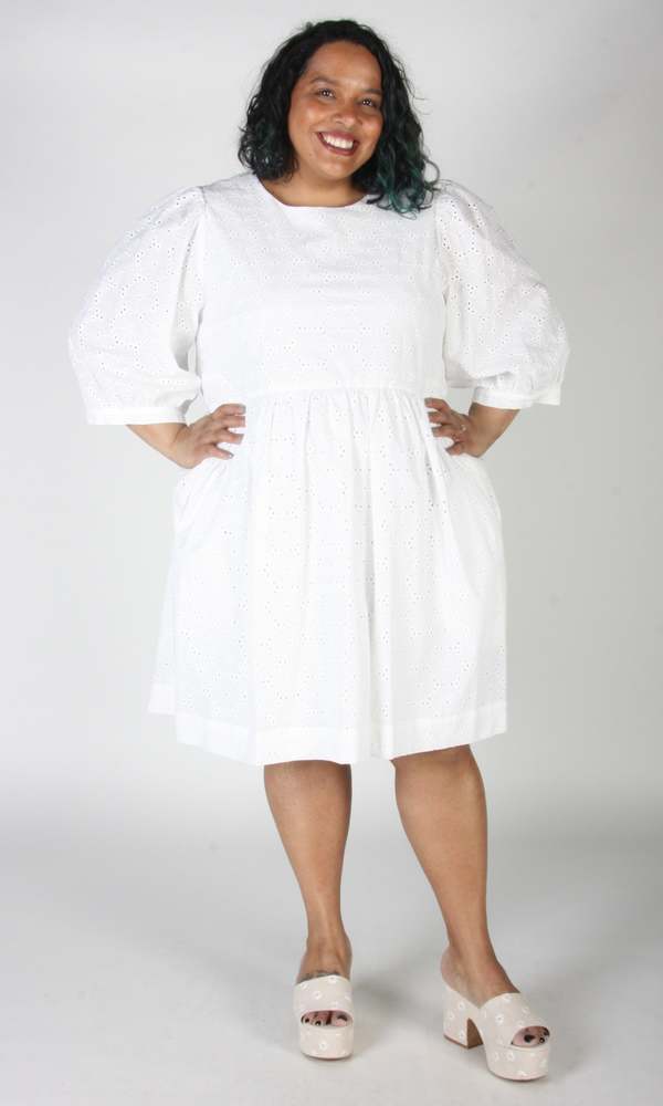 Birds of North America Bluebonnet Dress - White