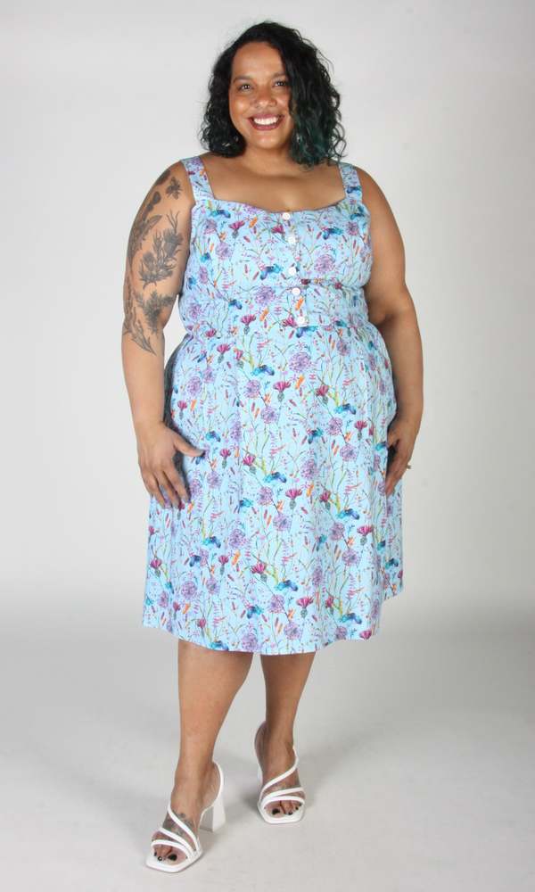 Birds of North America Corncrake Dress - Flower Toss